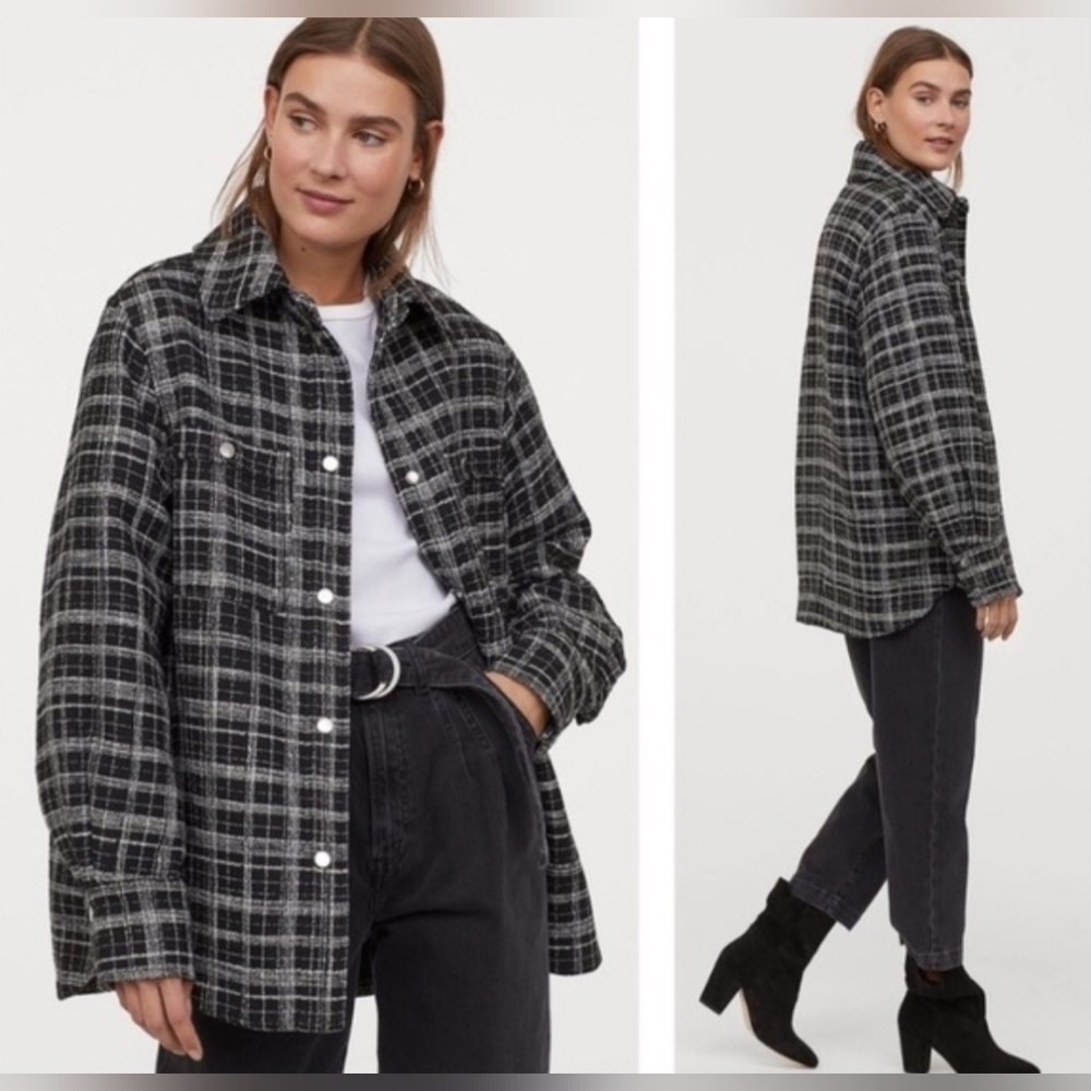 H&M | Black Checked Jacquard Weave Jacket